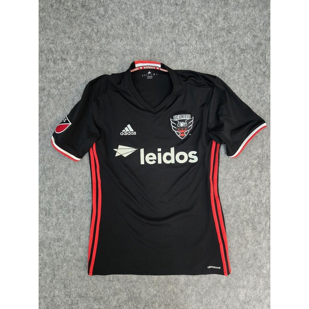 Adidas X Leidos D.C. United Short Sleeve Home Jersey Shirt Black Red White Sz S